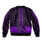 African Dashiki and Polynesian Pattern Bomber Jacket Purple