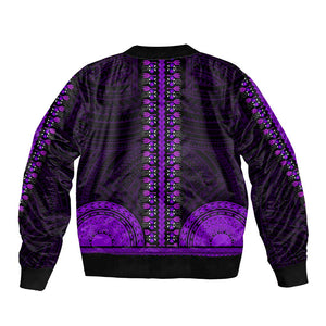 African Dashiki and Polynesian Pattern Bomber Jacket Purple