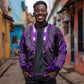 African Dashiki and Polynesian Pattern Bomber Jacket Purple