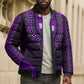 African Dashiki and Polynesian Pattern Bomber Puffer Jacket Purple