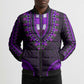 African Dashiki and Polynesian Pattern Bomber Puffer Jacket Purple