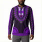 African Dashiki and Polynesian Pattern Button Sweatshirt Purple