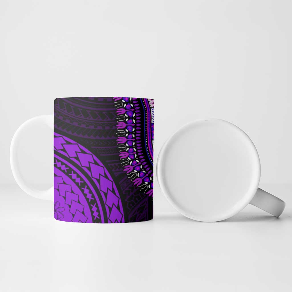 African Dashiki and Polynesian Pattern Ceramic Mug Purple