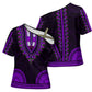 African Dashiki and Polynesian Pattern Cross Shoulder Shirt Purple