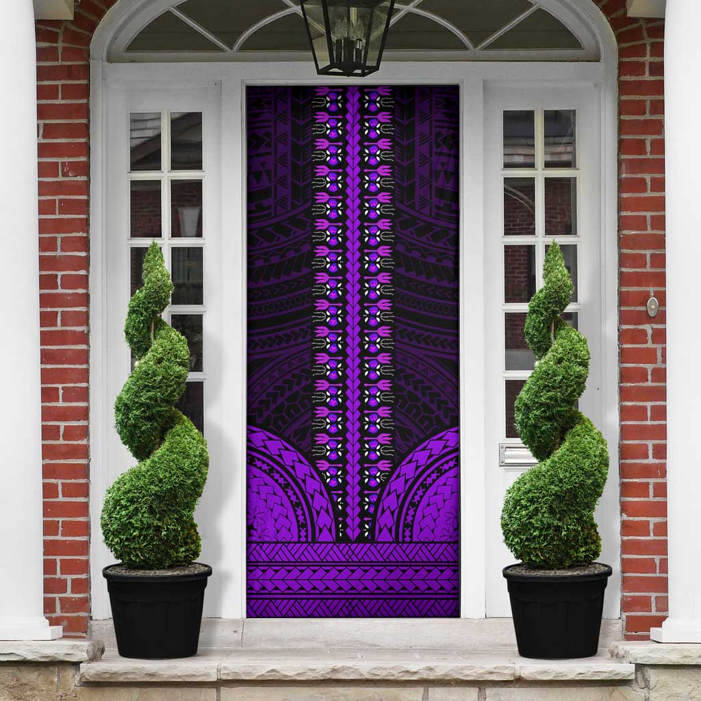 African Dashiki and Polynesian Pattern Door Cover Purple