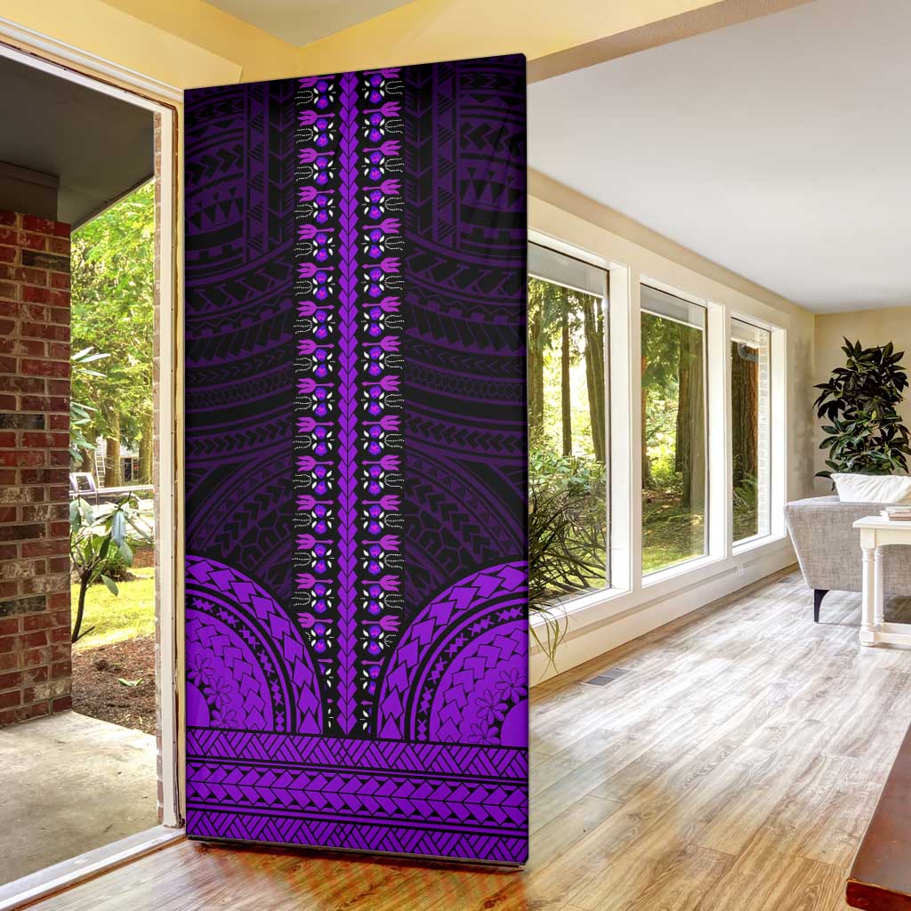 African Dashiki and Polynesian Pattern Door Cover Purple