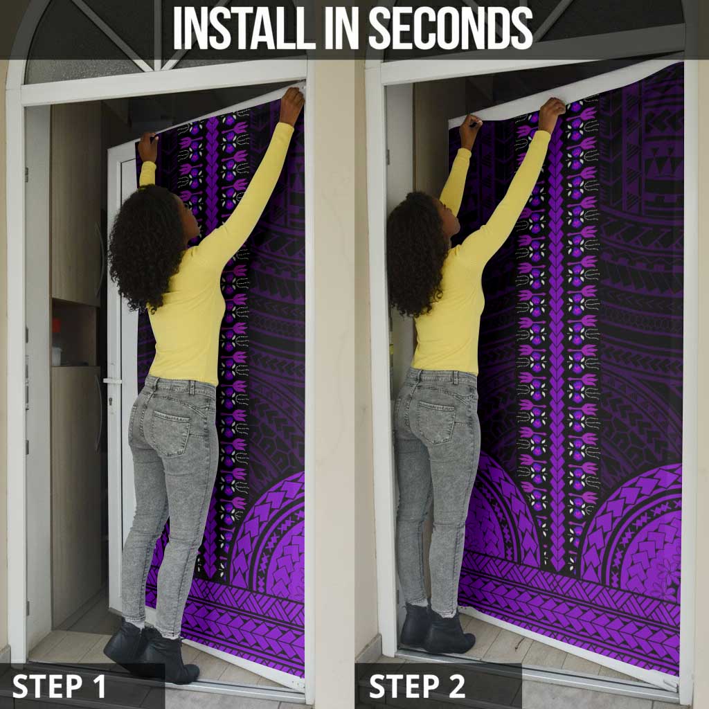 African Dashiki and Polynesian Pattern Door Cover Purple