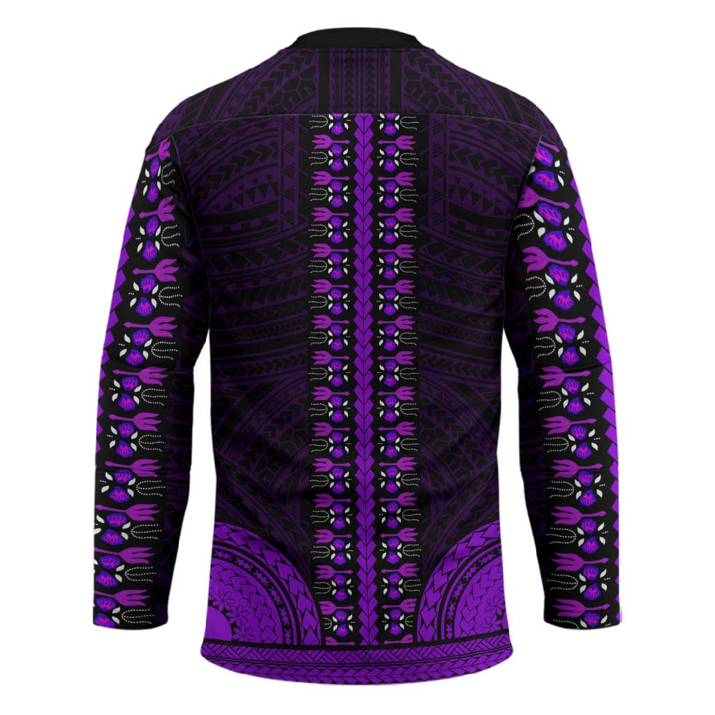 African Dashiki and Polynesian Pattern Hockey Jersey Purple