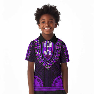 African Dashiki and Polynesian Pattern Kid Polo Shirt Purple