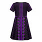 African Dashiki and Polynesian Pattern Kid Short Sleeve Dress Purple