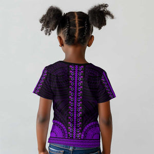African Dashiki and Polynesian Pattern Kid T shirt Purple