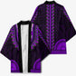 African Dashiki and Polynesian Pattern Kimono Purple
