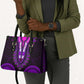 African Dashiki and Polynesian Pattern Leather Bag Purple