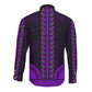 African Dashiki and Polynesian Pattern Long Sleeve Button Shirt Purple