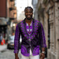 African Dashiki and Polynesian Pattern Long Sleeve Button Shirt Purple