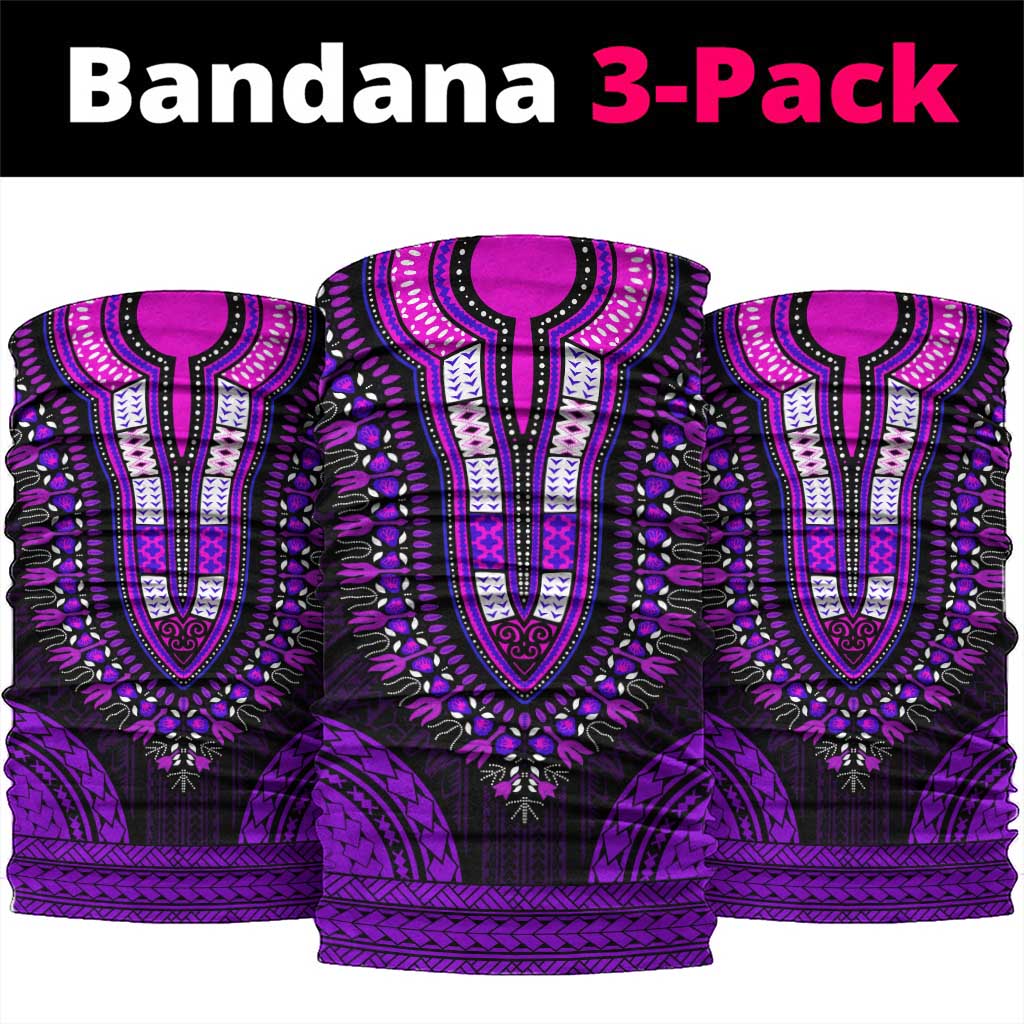 African Dashiki and Polynesian Pattern Neck Gaiter Purple LT9