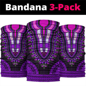 African Dashiki and Polynesian Pattern Neck Gaiter Purple LT9