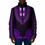 African Dashiki and Polynesian Pattern Padded Jacket Purple