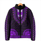 African Dashiki and Polynesian Pattern Padded Jacket Purple