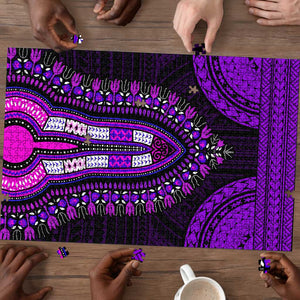 African Dashiki and Polynesian Pattern Puzzle Purple