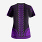 African Dashiki and Polynesian Pattern Scrub Top Purple