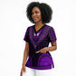 African Dashiki and Polynesian Pattern Scrub Top Purple