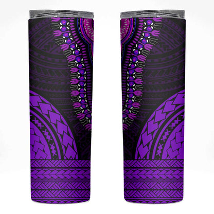 African Dashiki and Polynesian Pattern Skinny Tumbler Purple