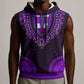 African Dashiki and Polynesian Pattern Sleeveless Hoodie Purple - African Pride