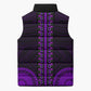 African Dashiki and Polynesian Pattern Sleeveless Puffer Jacket Purple