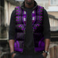 African Dashiki and Polynesian Pattern Sleeveless Puffer Jacket Purple
