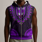 African Dashiki and Polynesian Pattern Sleeveless Zip Hoodie Purple - African Pride