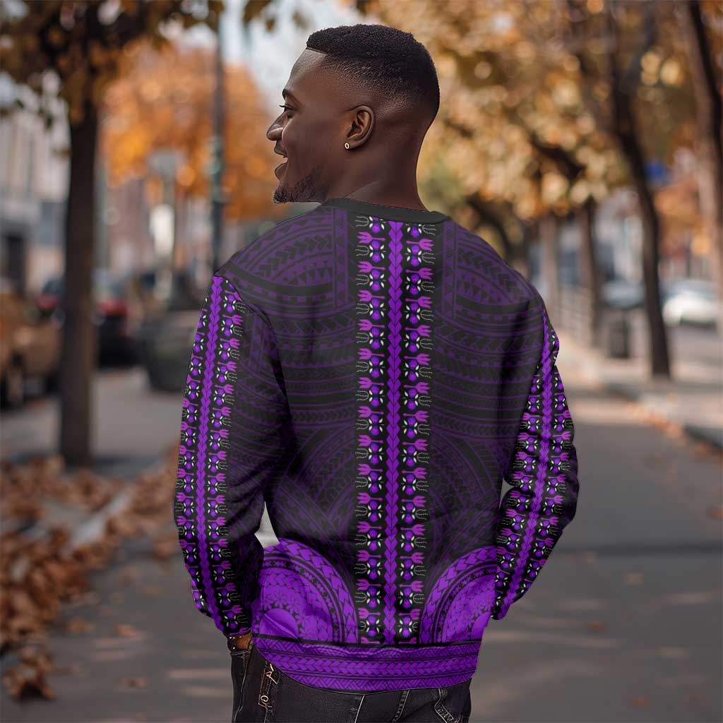 African Dashiki and Polynesian Pattern Sweatshirt Purple