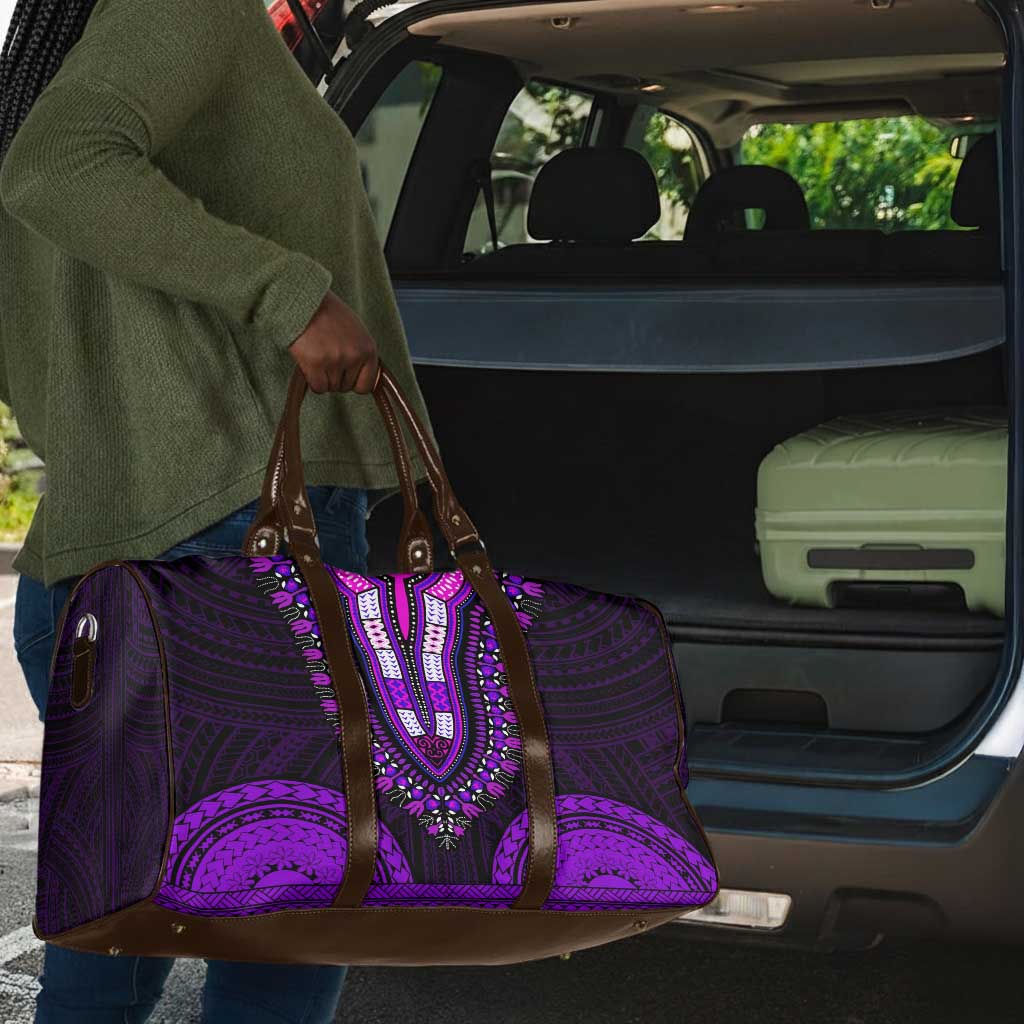 African Dashiki and Polynesian Pattern Travel Bag Purple