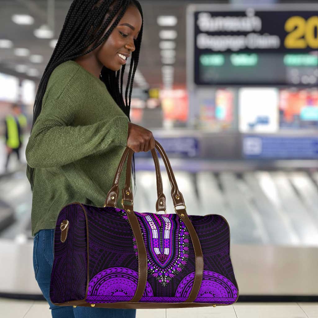 African Dashiki and Polynesian Pattern Travel Bag Purple