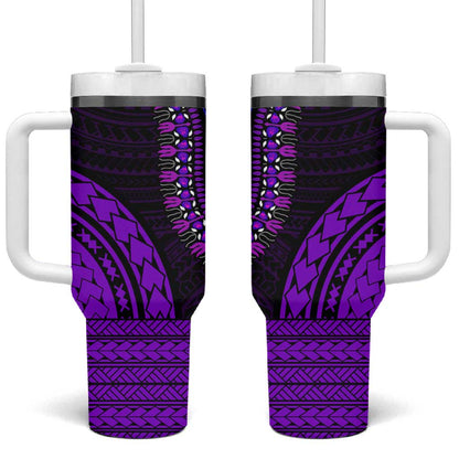African Dashiki and Polynesian Pattern Tumbler With Handle Purple