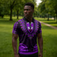 African Dashiki and Polynesian Pattern Zipper Polo Shirt Purple
