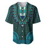 Teal Dashiki and Tapa Pattern Baseball Jersey Africa-Polynesia Together Culture