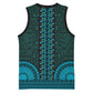 Teal Dashiki and Tapa Pattern Basketball Jersey Africa-Polynesia Together Culture - African Pride