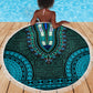 Teal Dashiki and Tapa Pattern Beach Blanket Africa-Polynesia Together Culture