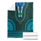 Teal Dashiki and Tapa Pattern Blanket Africa-Polynesia Together Culture
