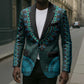 Teal Dashiki and Tapa Pattern Blazer Africa-Polynesia Together Culture