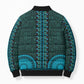 Teal Dashiki and Tapa Pattern Bomber Puffer Jacket Africa-Polynesia Together Culture