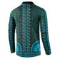 Teal Dashiki and Tapa Pattern Button Sweatshirt Africa-Polynesia Together Culture