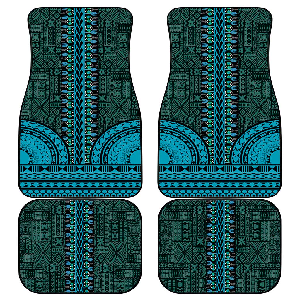 Teal Dashiki and Tapa Pattern Car Mats Africa-Polynesia Together Culture