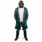 Teal Dashiki and Tapa Pattern Cloak Africa-Polynesia Together Culture
