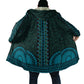 Teal Dashiki and Tapa Pattern Cloak Africa-Polynesia Together Culture