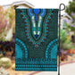 Teal Dashiki and Tapa Pattern Garden Flag Africa-Polynesia Together Culture