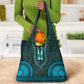 Teal Dashiki and Tapa Pattern Grocery Bag Africa-Polynesia Together Culture
