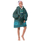 Teal Dashiki and Tapa Pattern Kid Wearable Blanket Hoodie Africa-Polynesia Together Culture