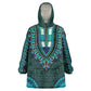 Teal Dashiki and Tapa Pattern Kid Wearable Blanket Hoodie Africa-Polynesia Together Culture